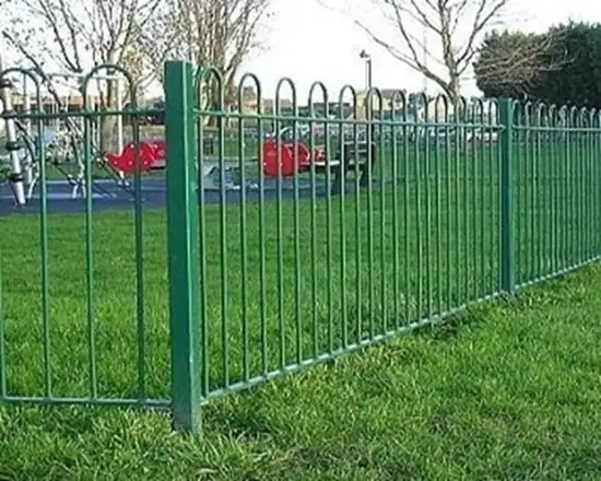 Decorative bow top fence ideal for parks and playgrounds.